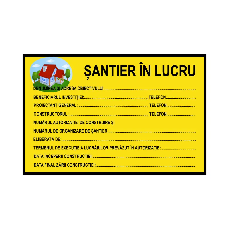 Santier in lucru, autocolant, dimensiune 300x200mm, model 049